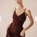 RIHOAS The Wine Red V Neck Mesh Wrap Maxi Dress 04 Size M Photo 5