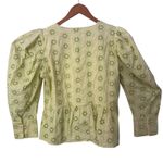 ZARA  Eyelet Embroidered Puff Sleeve Square Neck Peplum To Green Women Size XL Photo 3