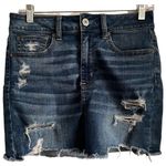 American Eagle  Super Stretch Denim Hi-Rise Mini Distressed Skirt Size 6 Regular Photo 0