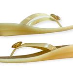 Simply Vera, Vera Wang Simply Vera Wang Bauble Jelly Flip Flops Sandals Wedge Pale Yellow Silver Jewel Rhinestone Crystal Gem Size 7 1/2 Photo 2