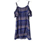 Skies Are Blue Cold Shoulder Dress Bohemian Print Casual Blue Size S Photo 1