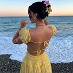 Free People  Feeling Bonita Midi Maxi Dress in Yellow Size Large Romantic Dainty Photo 5