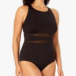 Lands' End Women's Sheer Mesh Middle One Piece Swimsuit size XXL NWT Black Photo 1
