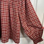 Treasure & bond brown white plaid Smocked shoulder V Photo 9
