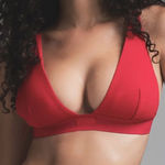 SKIMS  COTTON RIB PLUNGE BRALETTE IN CRANBERRY size Xl Photo 0