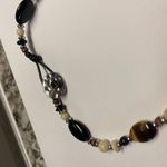CHAPS Signed Brown / Black Bead Beaded Silver Tone Clasp Long Necklace / Pendant Photo 7