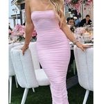 House Of CB  Sofia Strapless Ruched Gown in Fairy Pink Size Large Photo 1