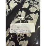 Italian Floral Midi Dress/BLK WHT, Cotton, Puffed 3/4 Sleeve, Waist Tie, Boho L Black Size L Photo 4