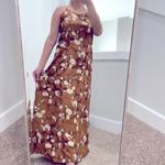 Floral silky night gown with adjustable straps NWOT Brown Photo 6