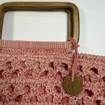 Faded Glory NWT Vintage Crochet Knit Pink Handbag Wooden Handle 12x10x2 Purse Boho Hippie Photo 1