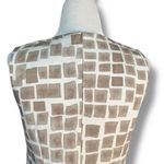 Peserico Beige White Geometric Checkered Print Sleeveless Shift Dress Italian 40 Tan Size 6 Photo 10