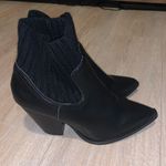 Jane & The Shoe Black Vegan Leather Point Sweater Fold Down Womens Ankle Booties Size 8.5 Photo 2