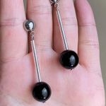 Handmade boho street simple unique dangle earrings🖤🤍 Photo 2