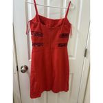 Oltre Made in Italy Bodycon Dress Straps Two Lace Line Red Mini Dress Sz 42 Size M Photo 4