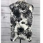 Talbots Sleeveless Blouse Womens 16 Floral Black White Keyhole Back Round Neck Photo 3