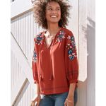 Garnet Hill ✨ Embroidered-Yoke Bishop-Sleeve Sz Small Blouse✨ Photo 1