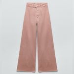 ZARA  Premium Marine Straight Wide Leg Jeans in Dusty Rose Pink Photo 3