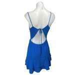 ZARA Blue Ruched Cutout Sleeveless Cami Camisole Tank Tiered A Line Mini Dress S Photo 1