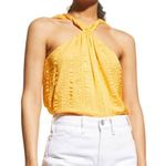 frame denim NWOT Frame Draped Halter Yellow Orange Silk Sleeveless Top MEDIUM Photo 8