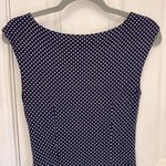 Loft  Women’s Navy & Cream Polka Dotted Dress with Ruched Side Photo 2