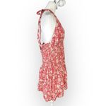 J.Crew  Mini Dress Women's Large Pink White Floral Smocked Halter Ruffle V-Neck Photo 5