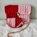 Handmade Red and Pink Crochet Bag Set Photo 1