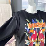 Farm Rio  Amazonia Black Long Balloon Sleeves Sweat Dress Women’s Size Medium Photo 1