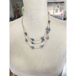 Kenneth Cole Aquamarine Crystal Threader Tierred Sterling Silver Necklace NEW Blue Photo 1