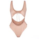 SKIMS  Size XXS Woven Shine Tie Front Bodysuit AP-ONE-1448 Sand lingerie Photo 4