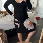 Desigual  Flower Embroidered 3D Longsleeve Vneck Dress Photo 0