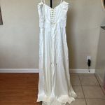 House Of CB House‎ of CB M A-C 'Anabella' Ivory Satin Lace Up Maxi Dress NWOT Photo 12