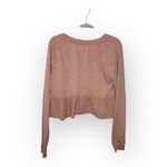 Free People Peach Ruffle Hem Boho Top L – Long Sleeve Romantic Slouchy Pullover Photo 3