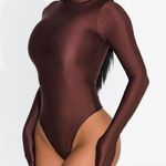Naked Wardrobe NWOT Shimmer Mock Neck Thong Bodysuit Small Photo 0