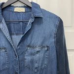 Cloth & Stone  Dark Blue Chambray Long Sleeve Mini Shirt Dress - Size Small Photo 2