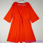 Eloquii New!  orange red tie‎ front V neck bell sleeve dress, size 20 Photo 0