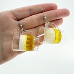 Beer Mug Earrings, Novelty Earrings, Beer Earrings, St. Patricks Day Earrings Yellow Photo 1