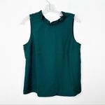 J.Crew | Emerald Green Ruffle Neck Black Bow Back Top Blouse Sz. Small Photo 5