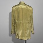 Ganni Bead-Embellished Crinkled Shell Shiny Blazer, Leek Green, Size 46 New wTag Photo 9