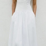ZARA  White Mixed Balloon Skirt Scoop Neck Sleeveless Midi Dress Size Small Photo 0