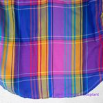 Ann Taylor Madras Plaid Tie Shoulder Tank Top Night Sky size XS Photo 3