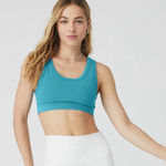 Alo Yoga  Wellness Bra in Blue Splash Size Small Ribbed Photo 0
