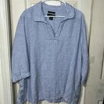 Tahari  Linen Short Sleeve Tunic Top‎ Coastal Beach Swim Cover Lagenlook Summer Photo 0