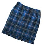 CAbi  Wool Blend Plaid Size 6 Pleated Ruffle Pencil Skirt Academia Chantilly Photo 0