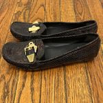 Stuart Weitzman Crocodile Patent Leather Gold Mary Jane Buckle Flats Size 7M Photo 4