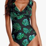 Holipick Women One Piece Swimsuits Tummy Control Bathing Suit Ruffle V Neck Swimwear Slimming Monokini Black Size XL Photo 0