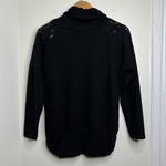 No Boundaries Faith Cowl Neck Shirt Top sheer lace shoulder panel Juniors Large Black Ruching Photo 3