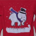 Ivory Ella  Red Long Sleeve T-Shirt Snow Elephant Cotton Holiday XS Photo 1