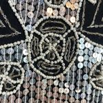 Vintage Ornate Sparkly Sequin Beaded Top Jagged Hem Black Silver Glam Gatsby L Size L Photo 8