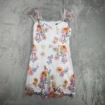 Adrianna Papell Dress Womens 6 White Multi Embroidered Floral Mesh Party Wedding Photo 1