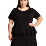 ASOS Curve - NWT Black Peplum Hem Short Sleeve Preppy Dress Sz 18 US / 22 UK Photo 0